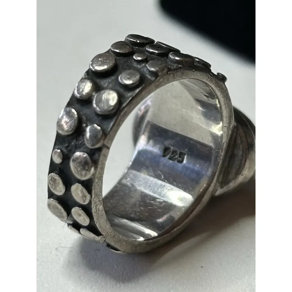 Oval Onyx Black Stone Sterling Silver Men’s Ring – size 8.25 Masculine